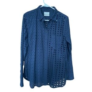 J. Crew Navy Eyelet Classic-fit Shirt Size 12